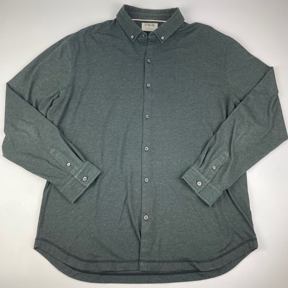 Linksoul Golf Mens Size XL Long Sleeve Button Down Hybrid Stretch Shirt Charcoal